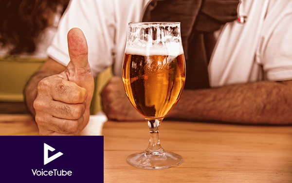 drinking beer from a glass