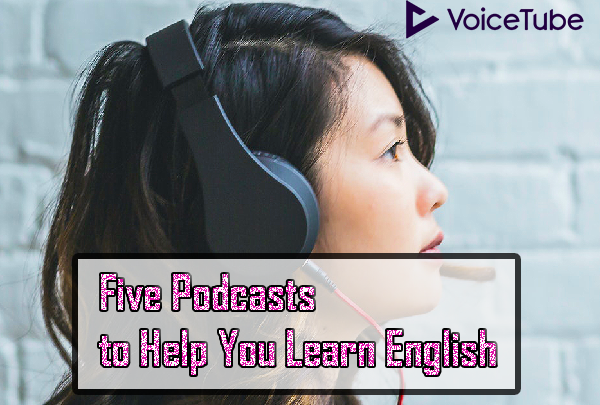 woman listening to podcast to learn English