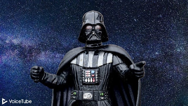 Darth Vader standing in space polarizing the universe